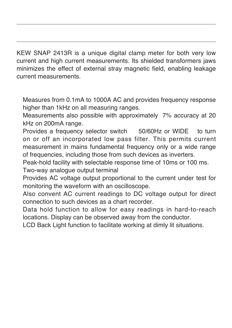 Features | KYORITSU 2413R User Manual | Page 6 / 24
