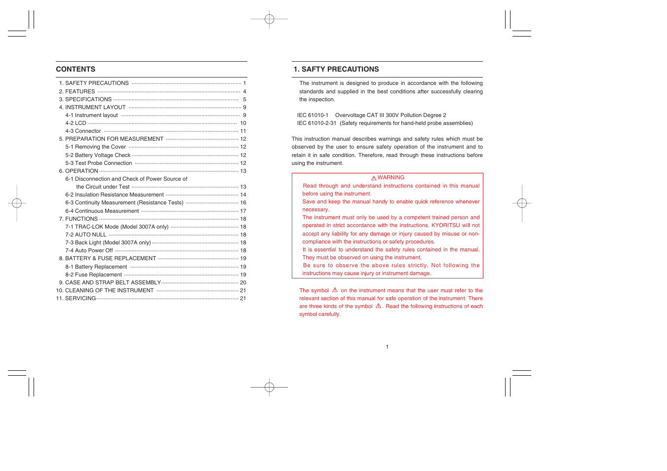 KYORITSU 3007A User Manual | Page 3 / 24