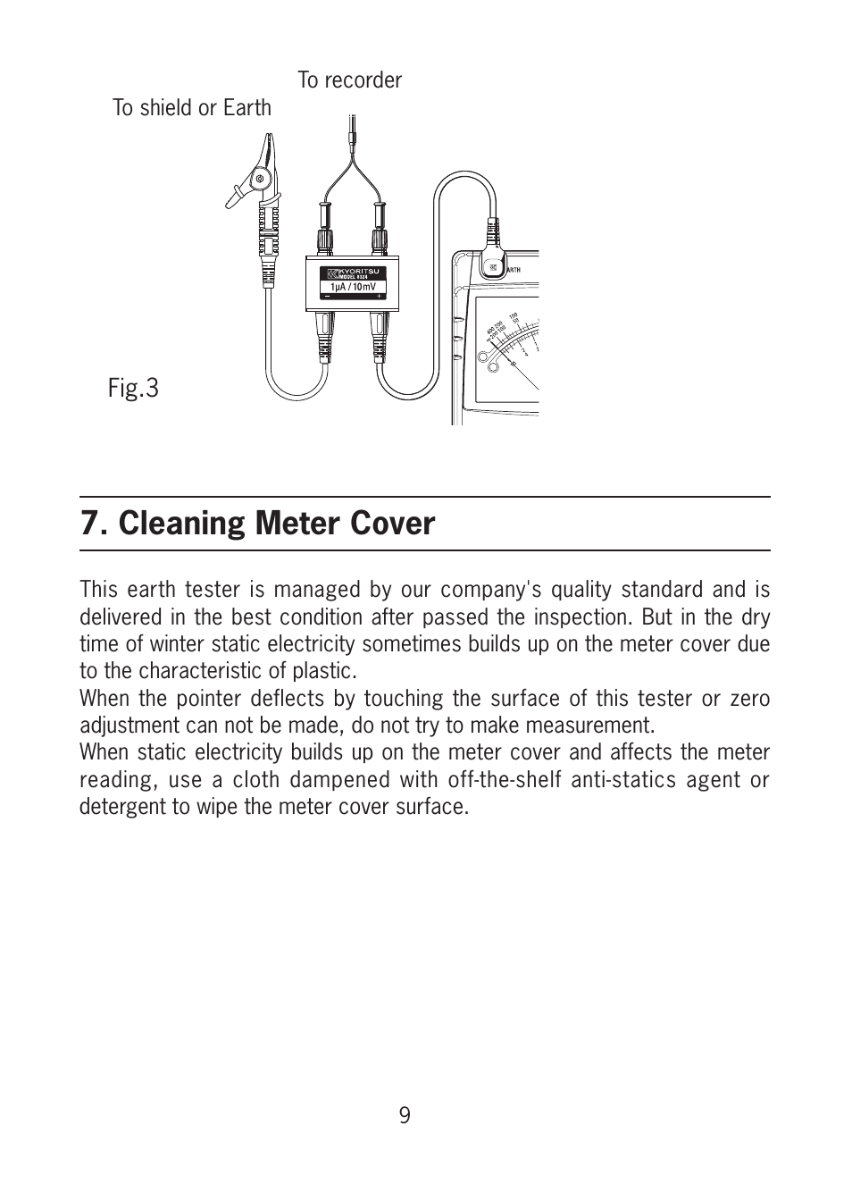 Cleaning meter cover | KYORITSU 3123A User Manual | Page 11 / 12