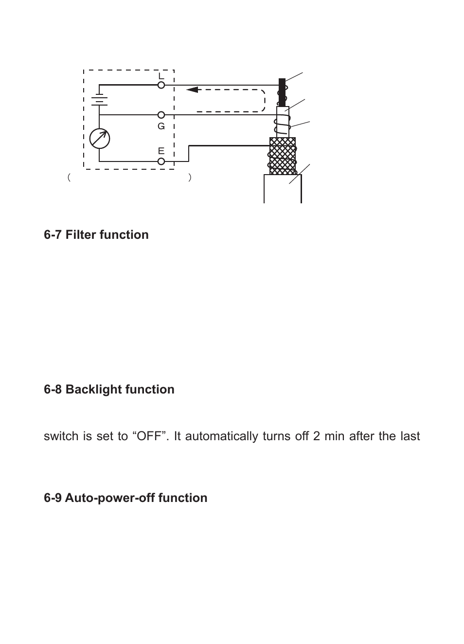 7 filter function, 8 backlight function, 9 auto-power-off function | KYORITSU 3126 User Manual | Page 24 / 28