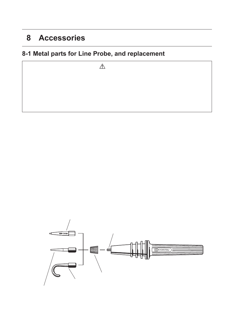 Accessories, 1 metal part for line probe, and replacement, 8 ． accessories | KYORITSU 3126 User Manual | Page 26 / 28