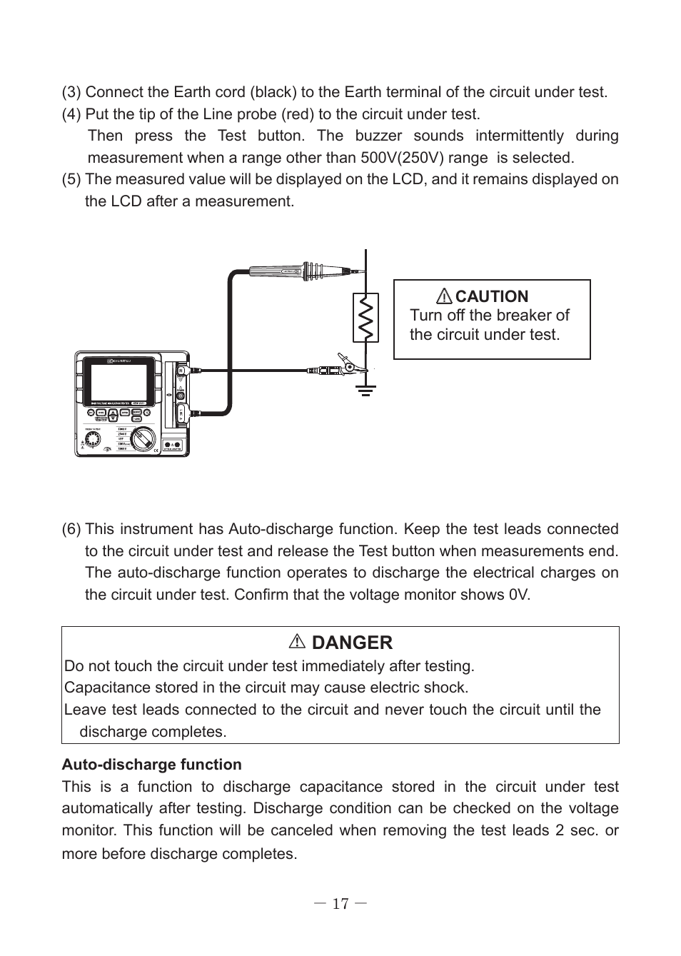Danger | KYORITSU 3127 User Manual | Page 20 / 60