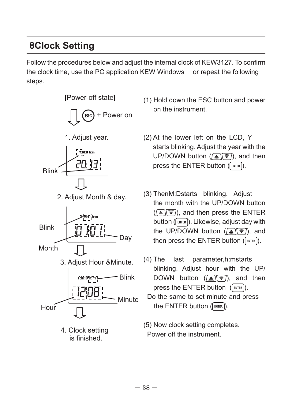 8 ． clock setting | KYORITSU 3127 User Manual | Page 41 / 60