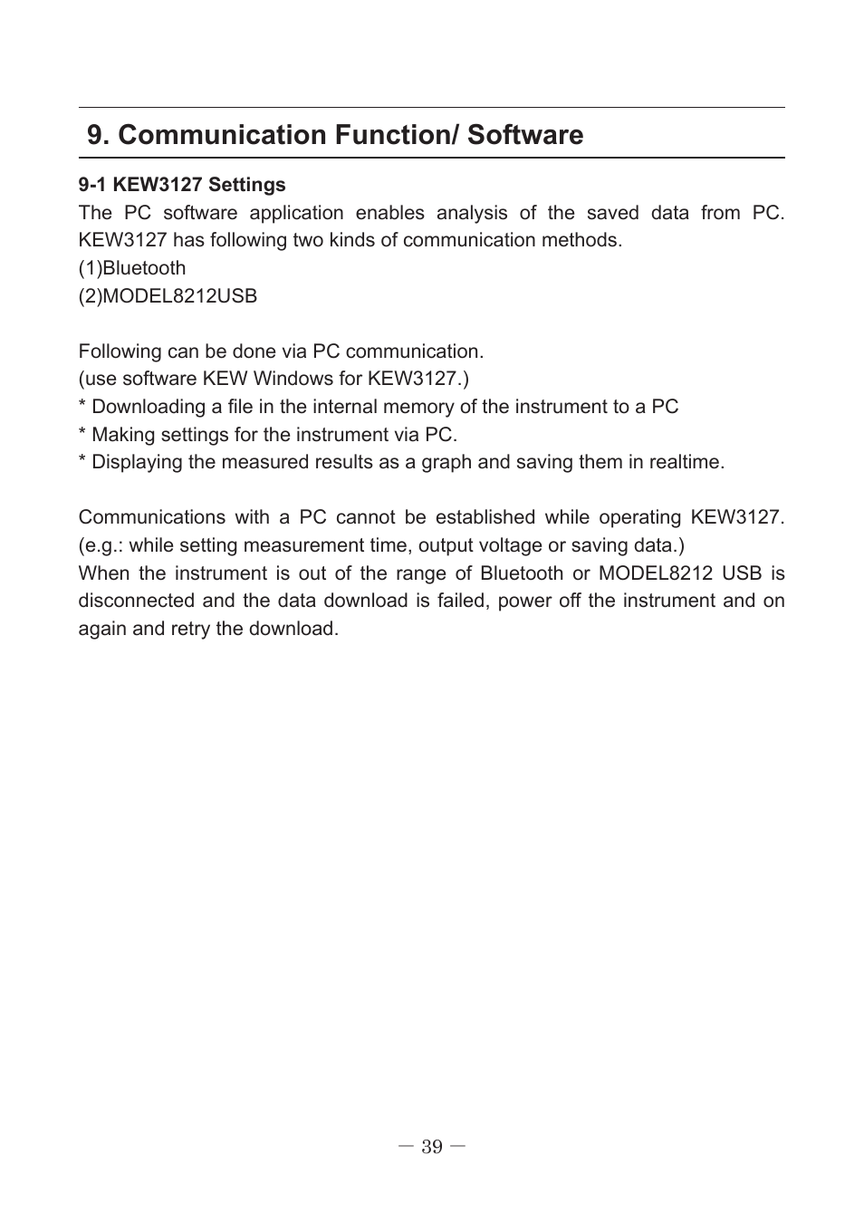 Communication function/ software | KYORITSU 3127 User Manual | Page 42 / 60