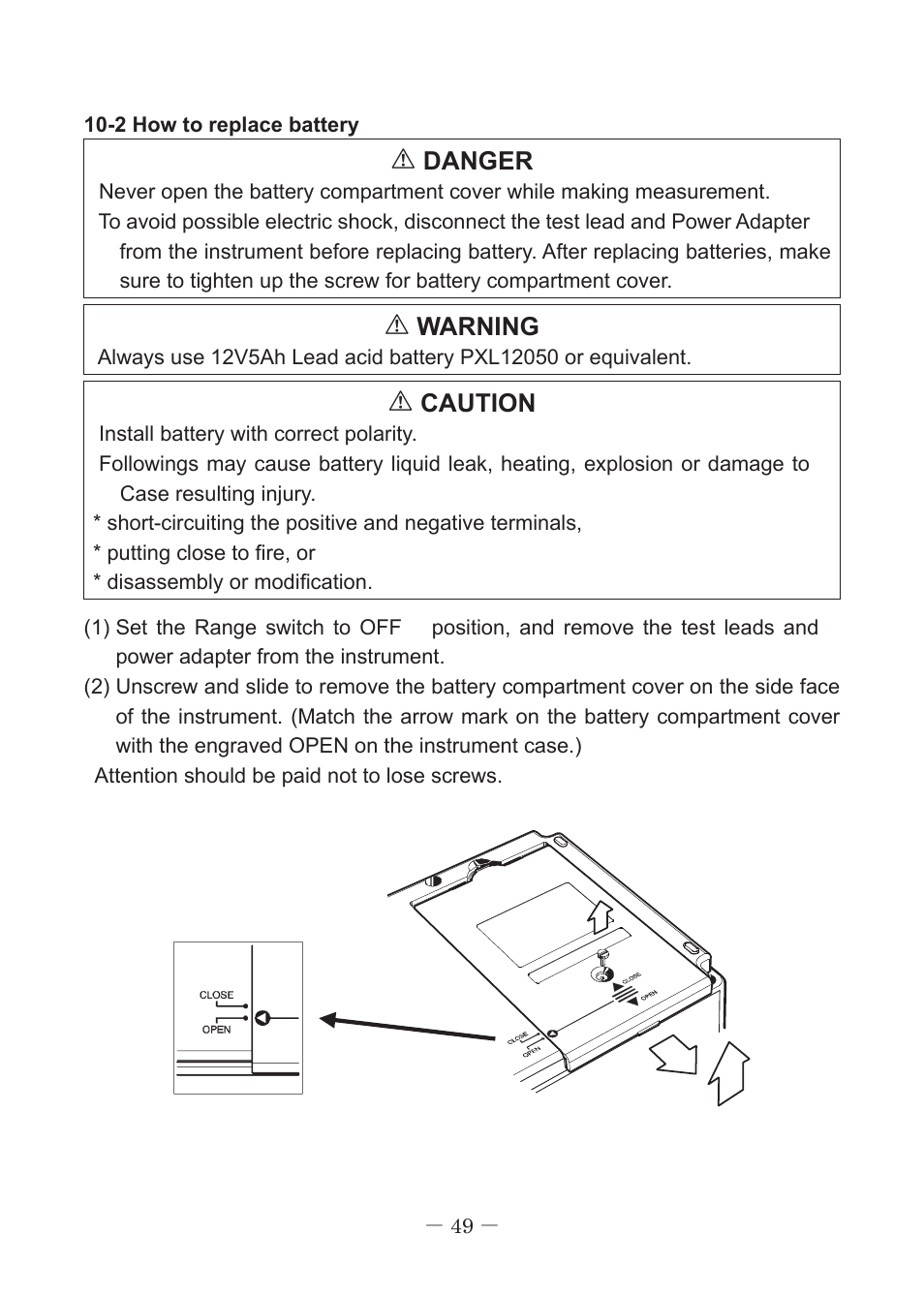 Danger, Warning, Caution | KYORITSU 3127 User Manual | Page 52 / 60