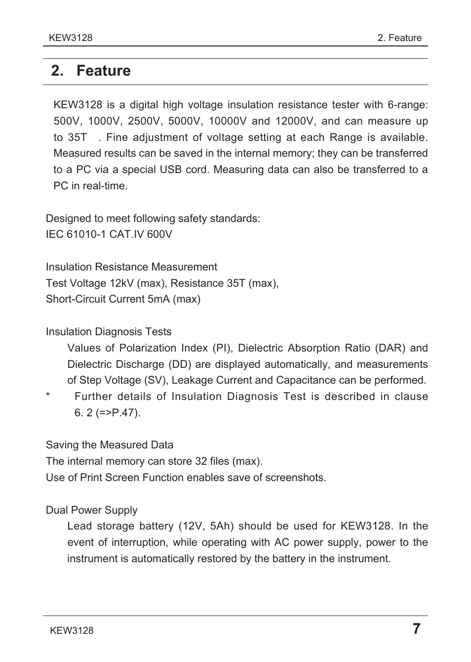 Feature | KYORITSU 3128 User Manual | Page 11 / 88