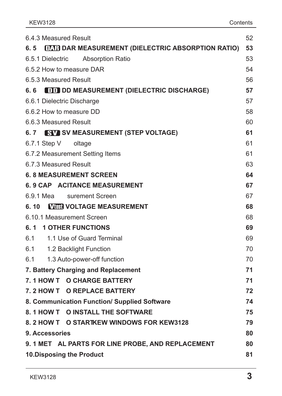 KYORITSU 3128 User Manual | Page 7 / 88