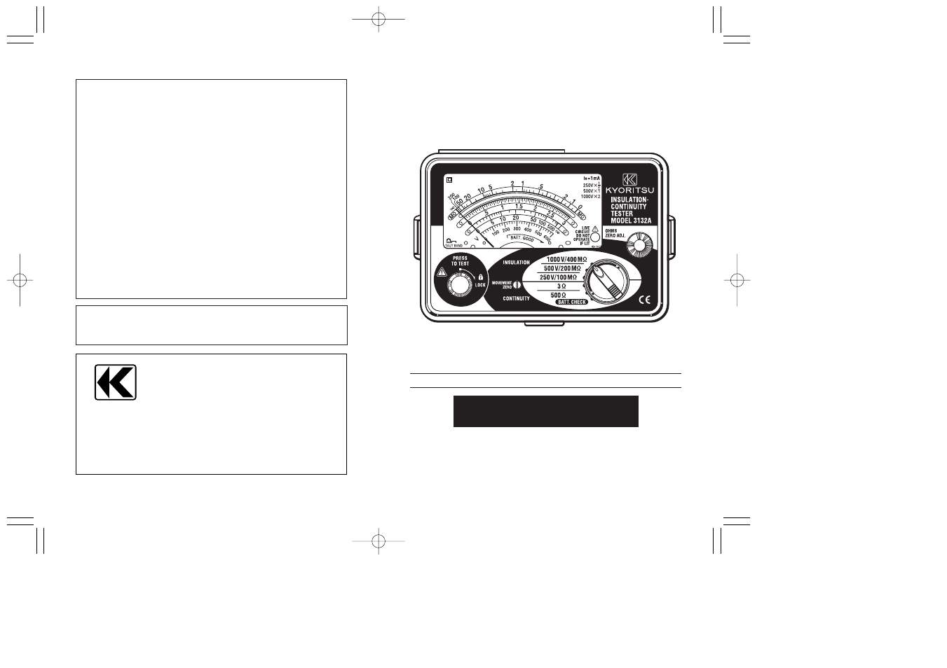 Model 3132a, Kyoritsu electrical instruments works, ltd | KYORITSU 3132A User Manual | Page 20 / 20