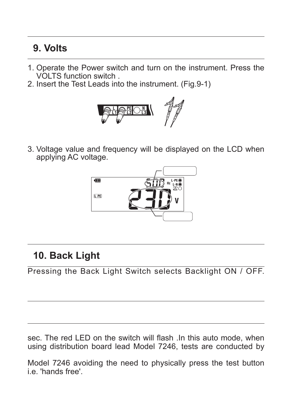 Volts, Back light, Auto-test | KYORITSU 4140 User Manual | Page 25 / 32