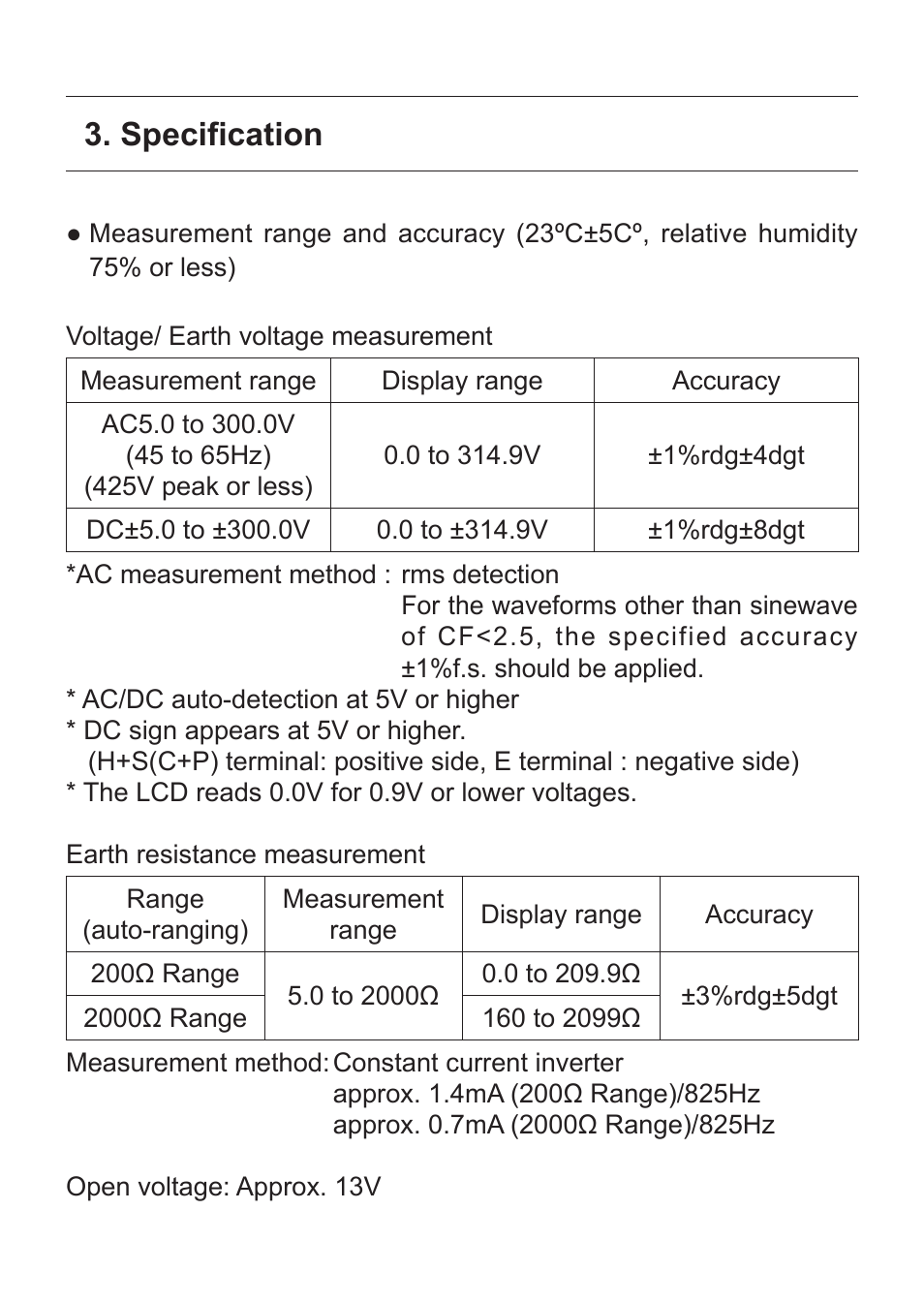 Specification | KYORITSU 4300 User Manual | Page 7 / 24