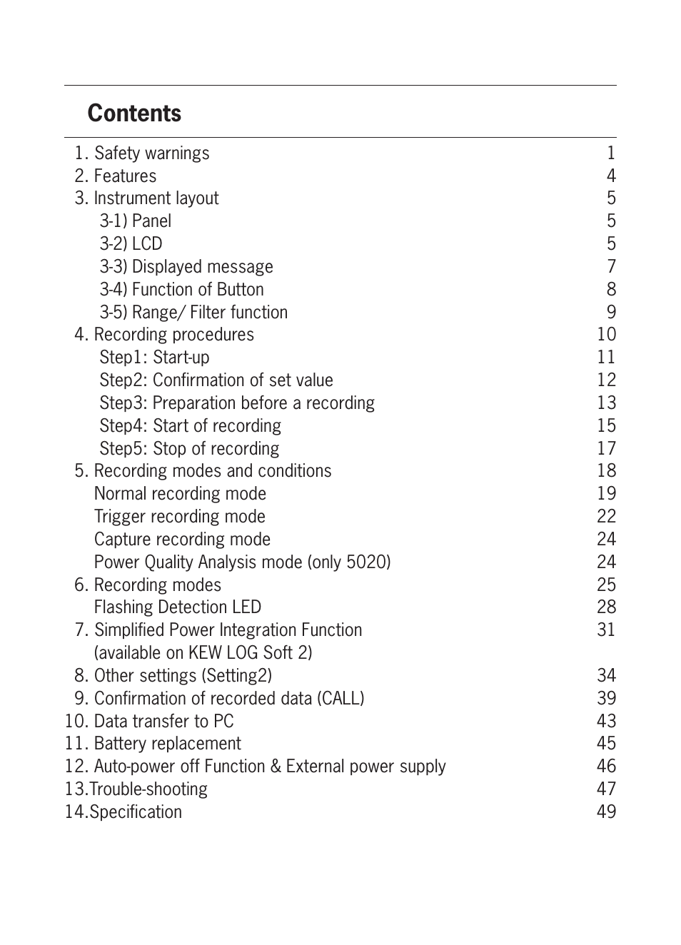 KYORITSU 5020 Instruction Manual User Manual | Page 3 / 56