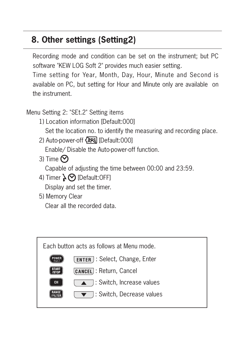Other settings (setting2) | KYORITSU 5020 Instruction Manual User Manual | Page 37 / 56