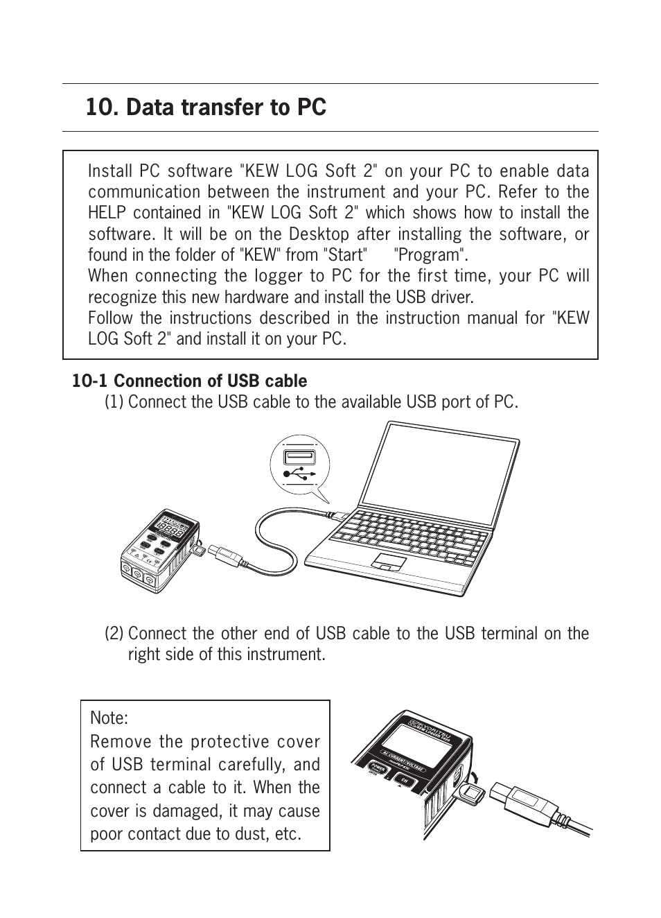 Data transfer to pc | KYORITSU 5020 Instruction Manual User Manual | Page 46 / 56