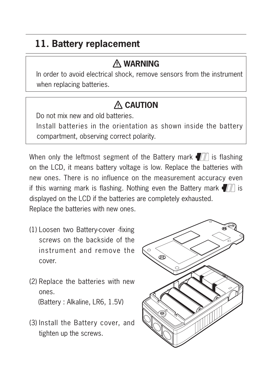 Battery replacement | KYORITSU 5020 Instruction Manual User Manual | Page 48 / 56