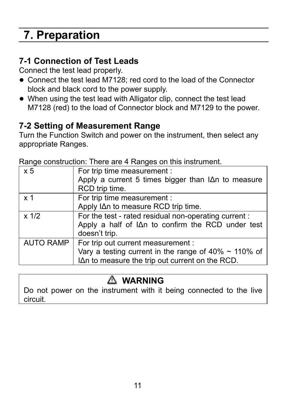 Preparation | KYORITSU 5410 User Manual | Page 13 / 24