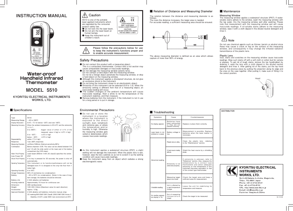 KYORITSU 5510 User Manual | 2 pages