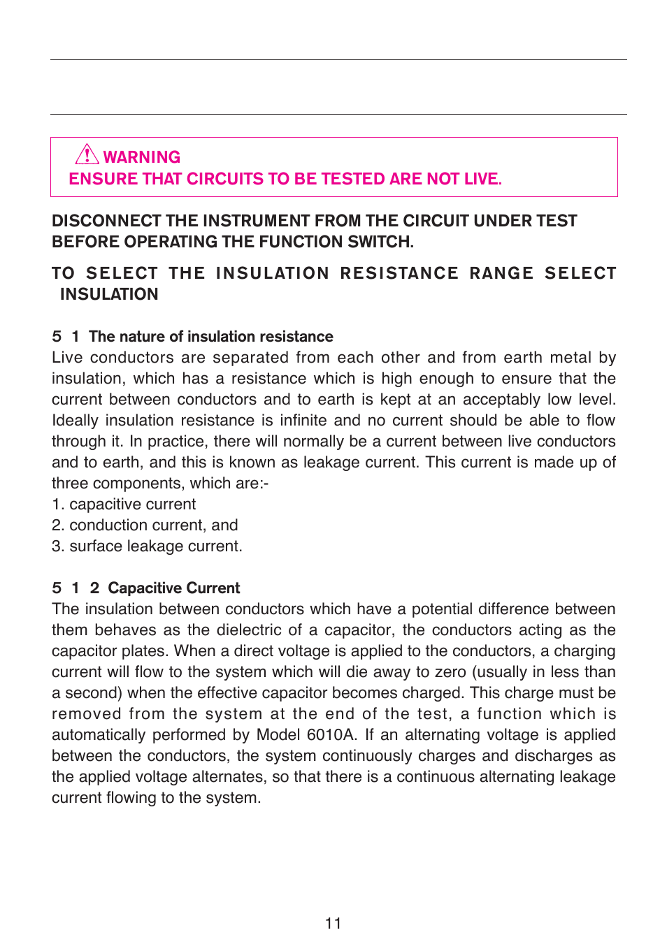 Insulation tests | KYORITSU 6010A User Manual | Page 13 / 32