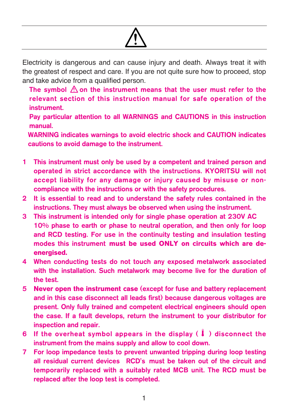 Safe testing | KYORITSU 6010A User Manual | Page 3 / 32