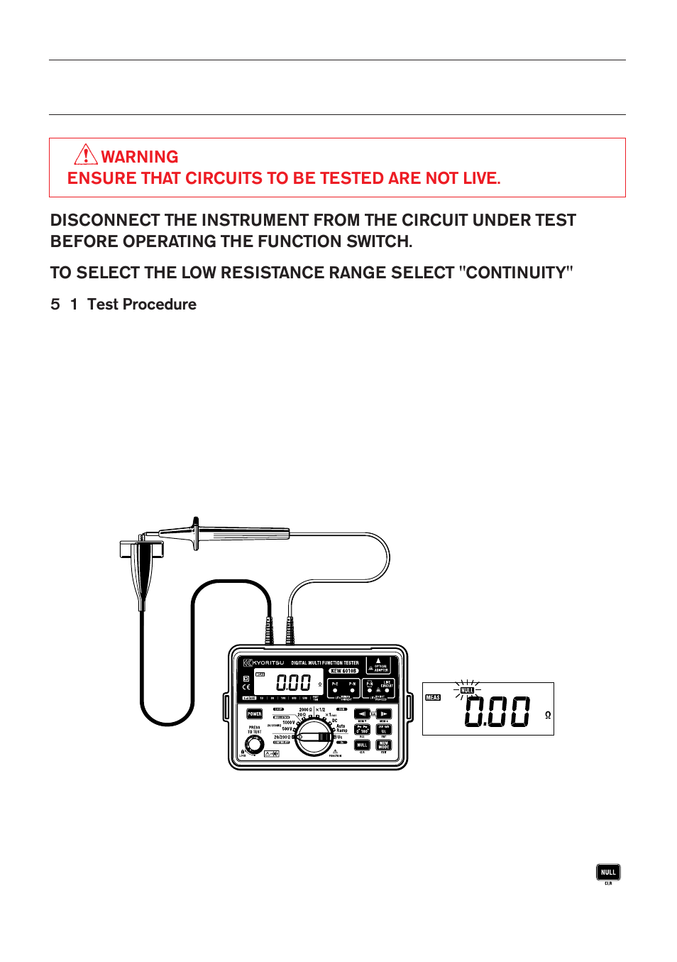 Continuity (resistance) tests | KYORITSU 6010B User Manual | Page 12 / 36