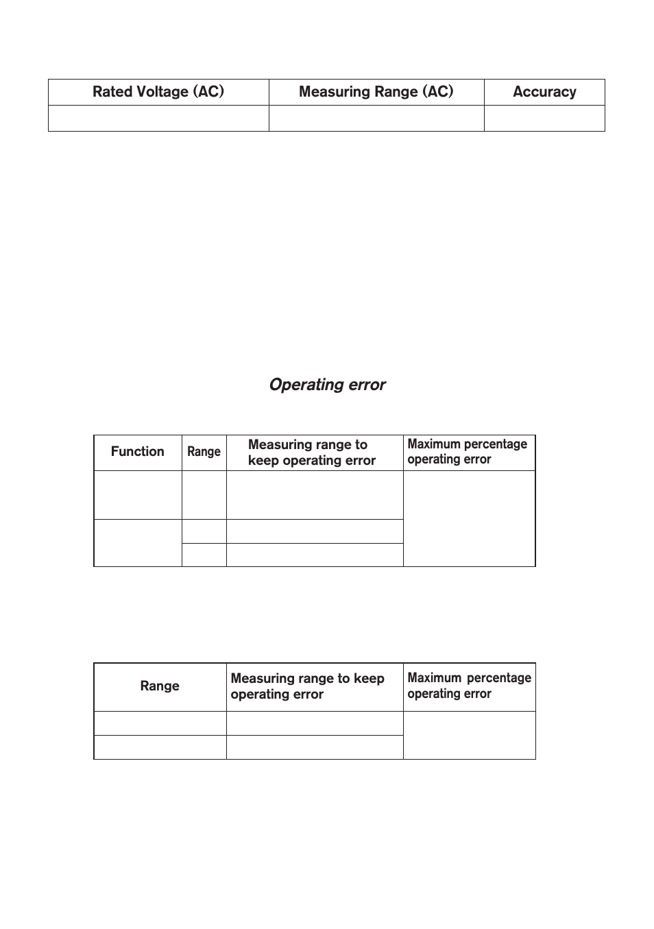 Operating error, Voltage measurement | KYORITSU 6010B User Manual | Page 9 / 36
