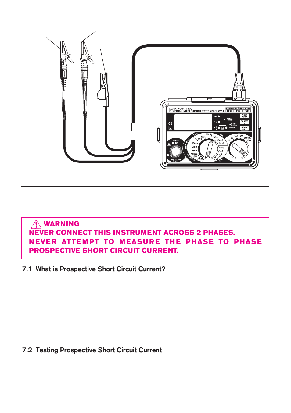 Prospective short circuit current（psc）tests | KYORITSU 6011A User Manual | Page 23 / 32