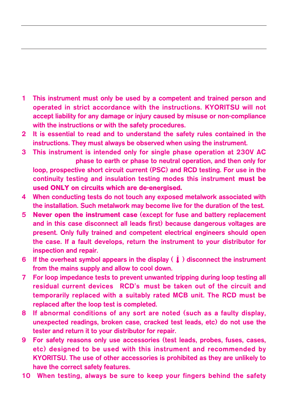 Safe testing | KYORITSU 6011A User Manual | Page 3 / 32