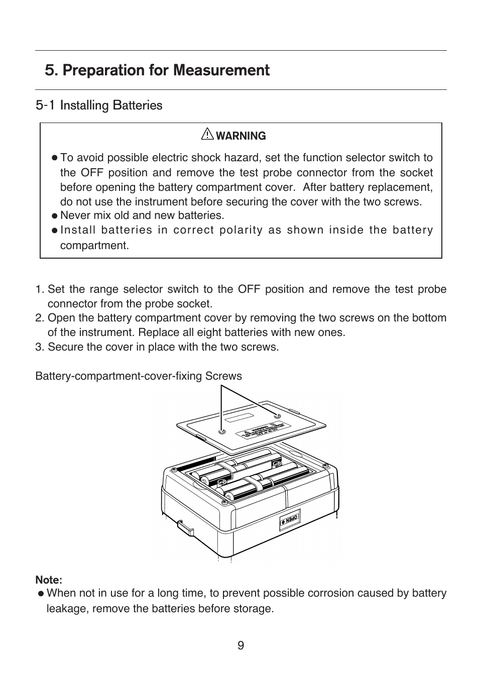 Preparation for measurement | KYORITSU 6017 User Manual | Page 11 / 32