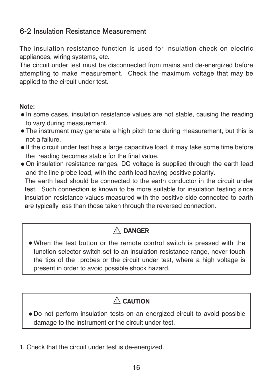 2 insulation resistance measurement | KYORITSU 6017 User Manual | Page 18 / 32