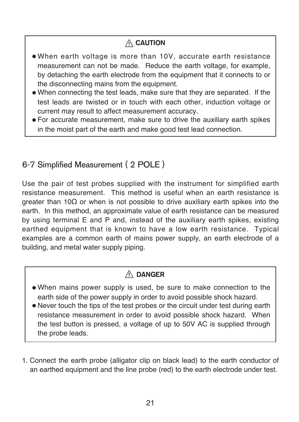 7 simplified measurement ( 2 pole ) | KYORITSU 6017 User Manual | Page 23 / 32