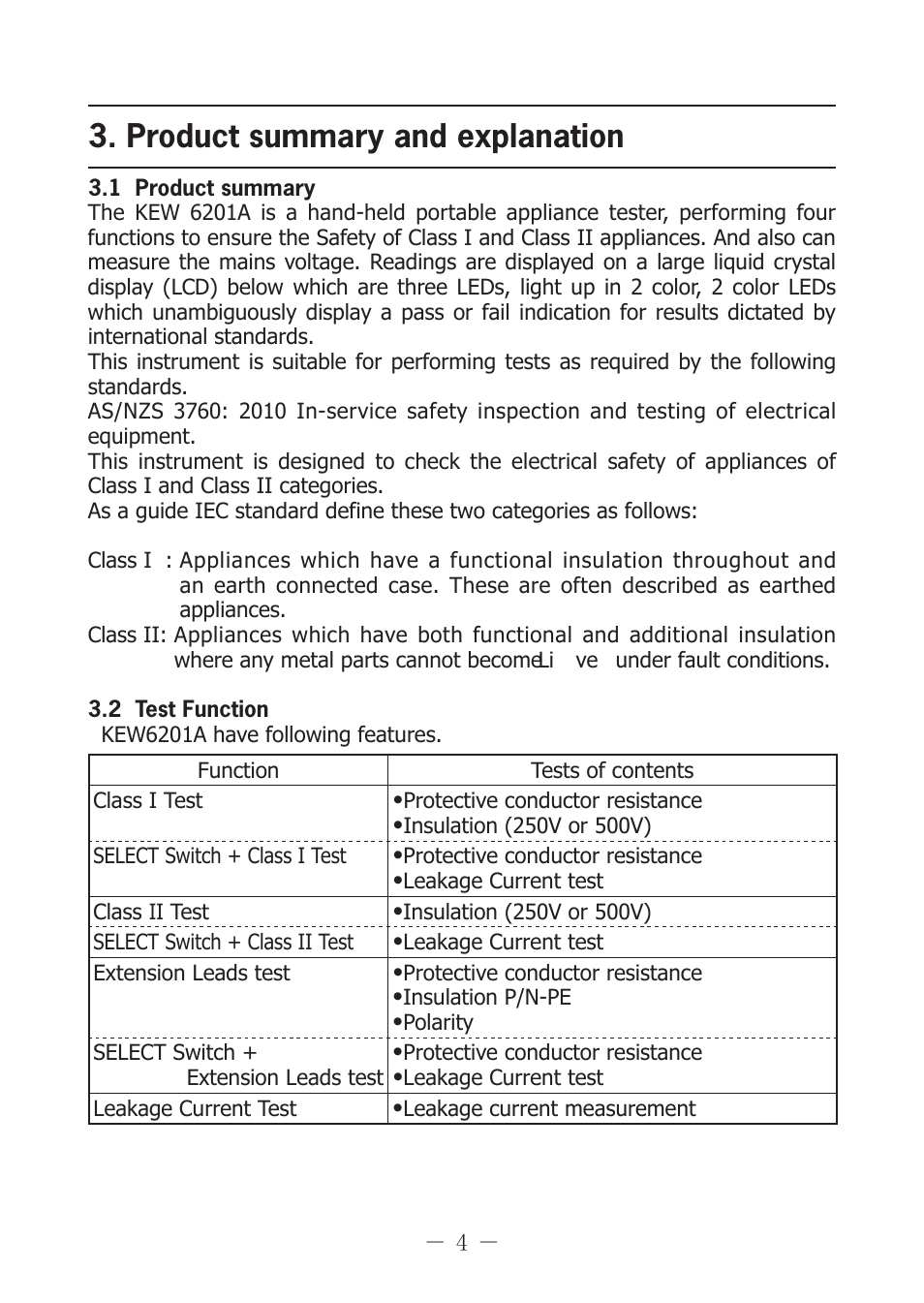 Product summary and explanation | KYORITSU 6201A User Manual | Page 6 / 28