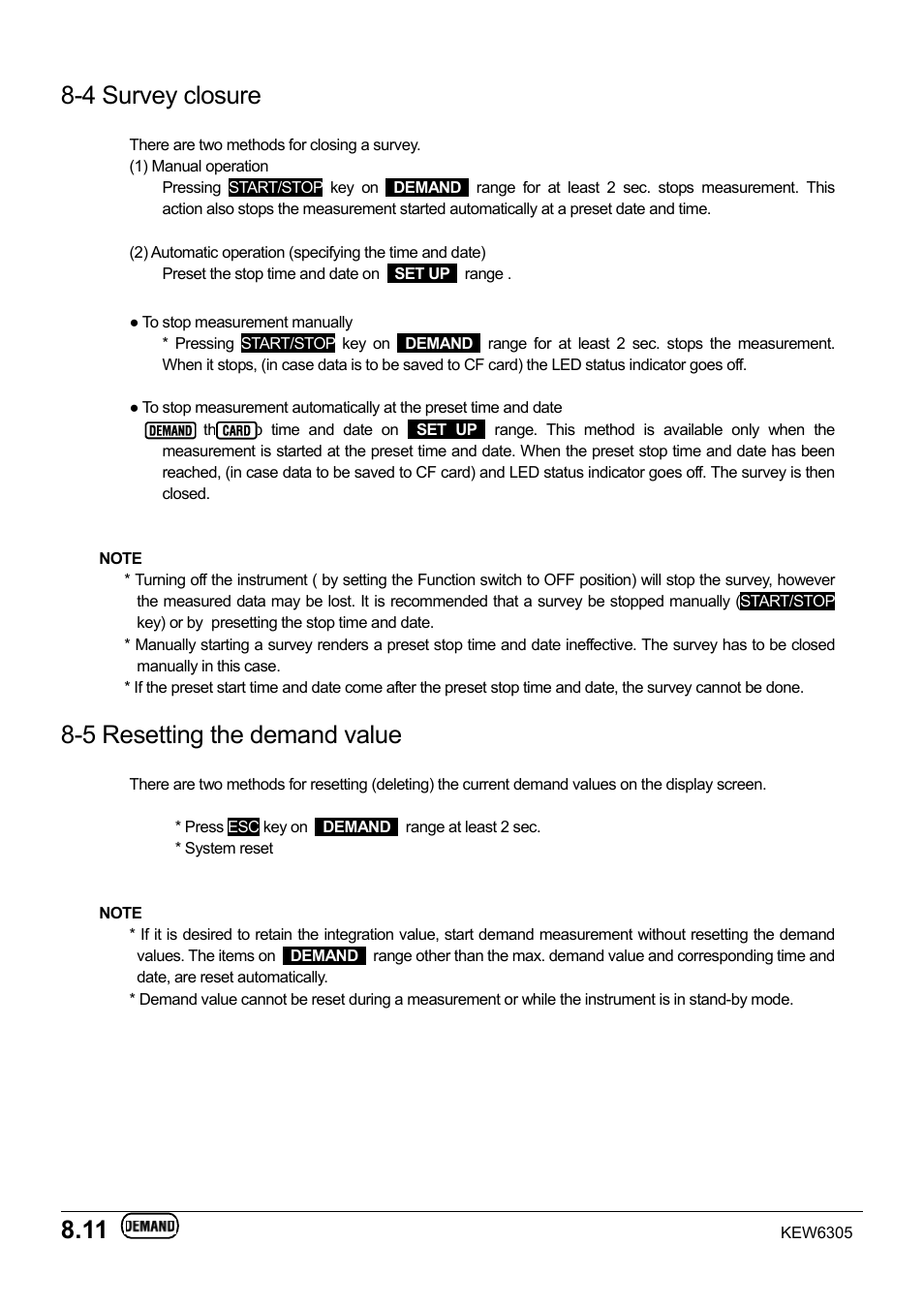 4 survey closure, 5 resetting the demand value | KYORITSU 6305 Instruction Manual User Manual | Page 108 / 138