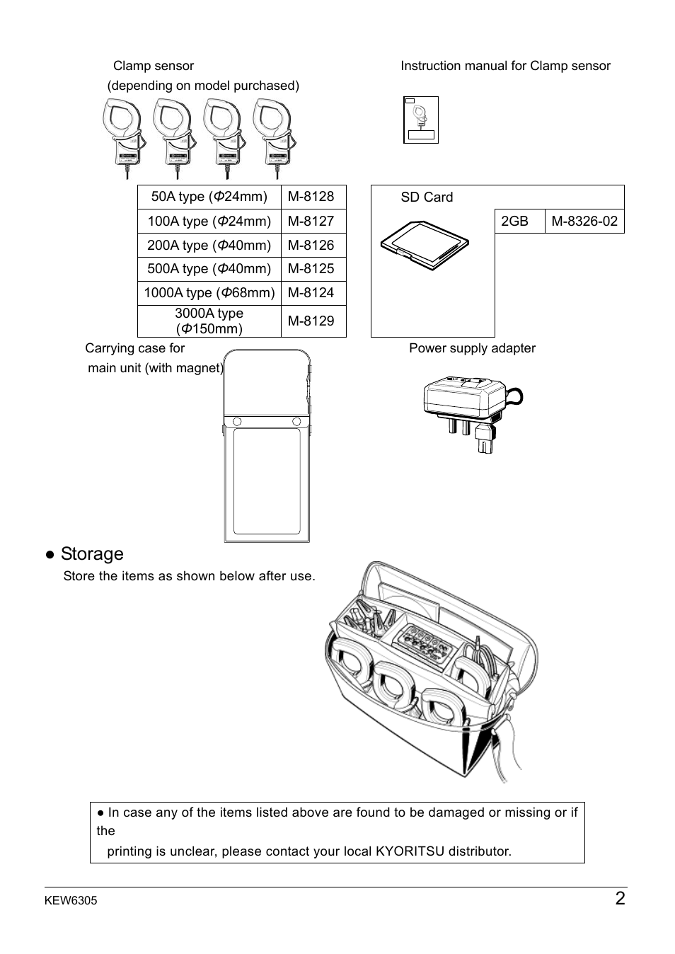 Storage | KYORITSU 6305 Instruction Manual User Manual | Page 3 / 138