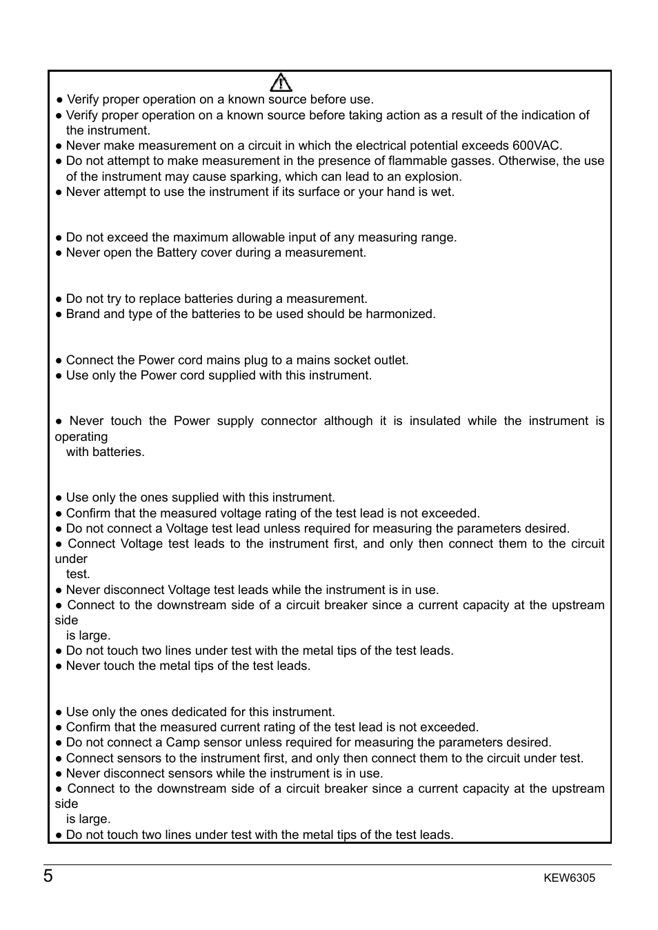 KYORITSU 6305 Instruction Manual User Manual | Page 6 / 138