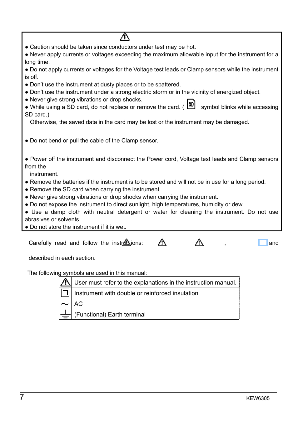 KYORITSU 6305 Instruction Manual User Manual | Page 8 / 138