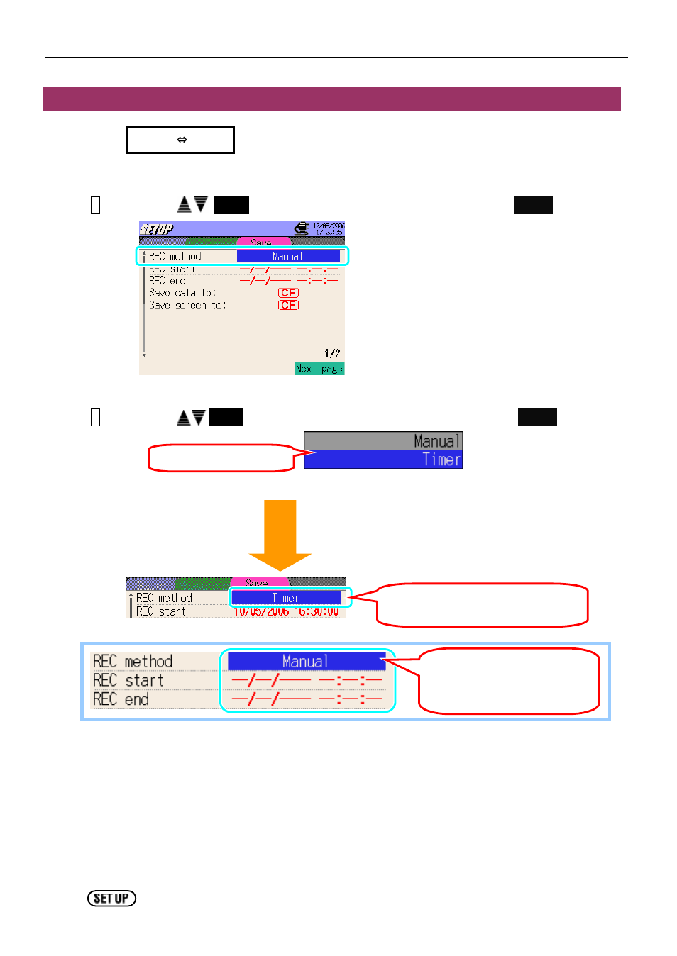 3 save setting, 3 save setting setting for recording | KYORITSU 6310 Instruction Manual User Manual | Page 100 / 300