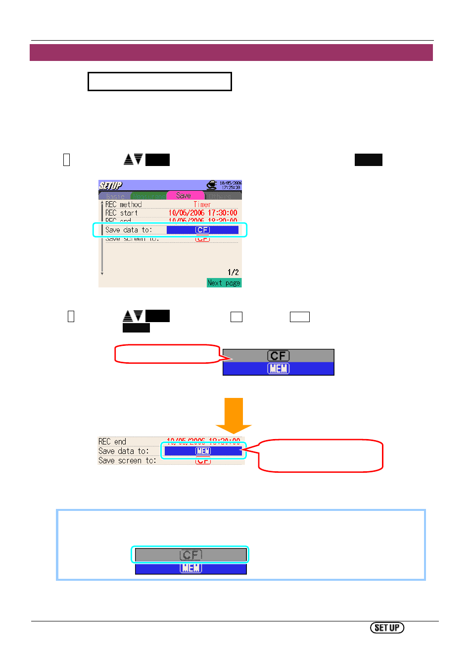 Destination for saving data | KYORITSU 6310 Instruction Manual User Manual | Page 103 / 300