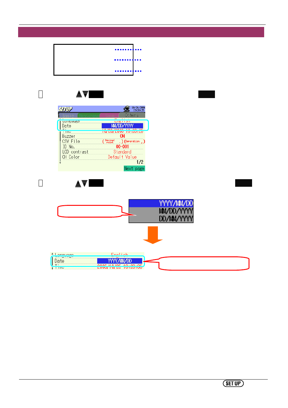 Setting for date format | KYORITSU 6310 Instruction Manual User Manual | Page 117 / 300