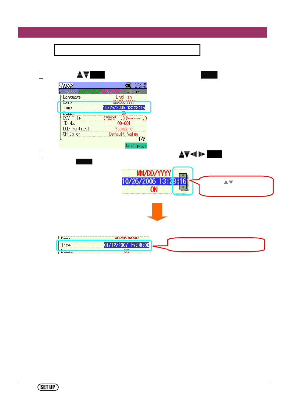 Setting for current date & time | KYORITSU 6310 Instruction Manual User Manual | Page 118 / 300