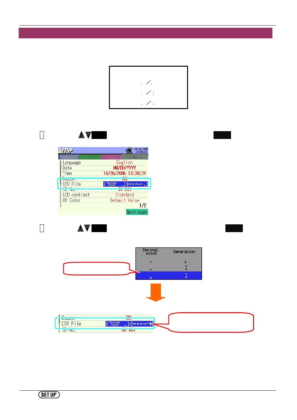 Setting for csv file | KYORITSU 6310 Instruction Manual User Manual | Page 120 / 300