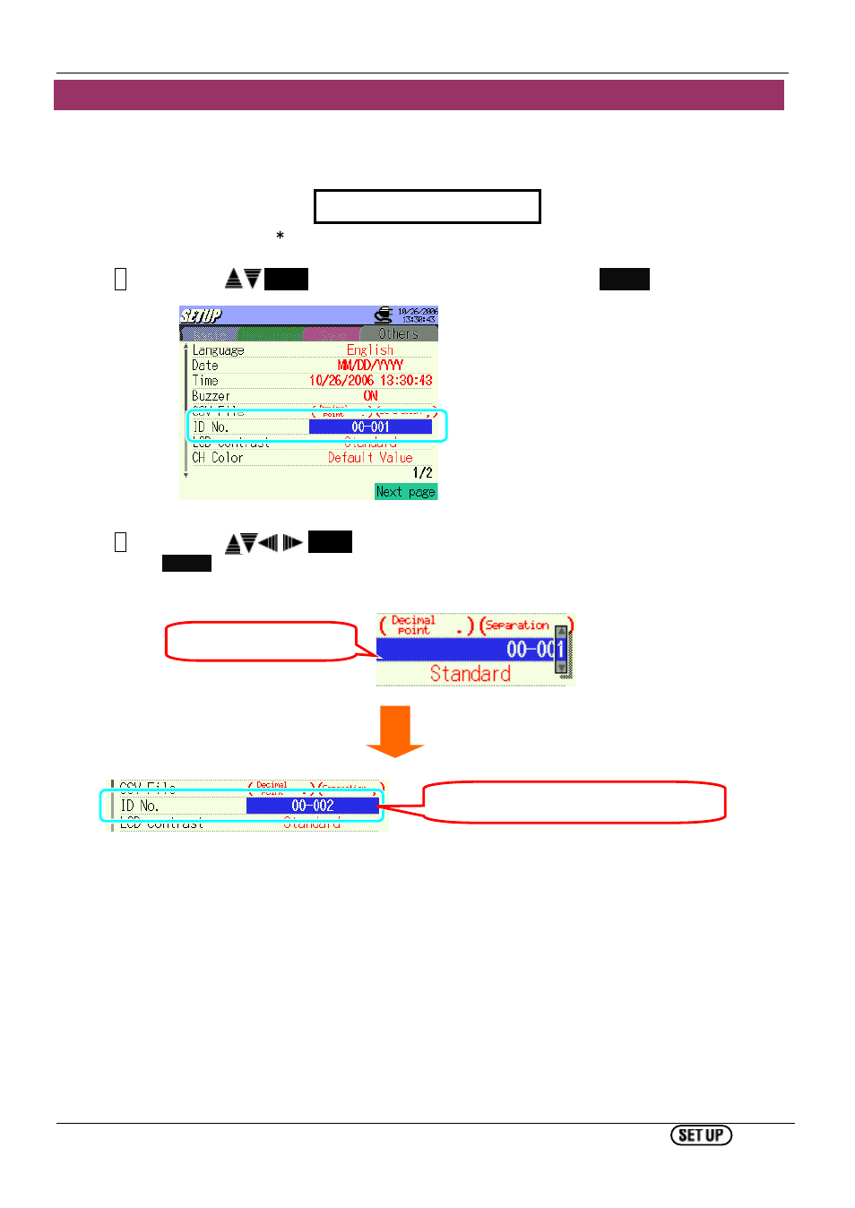 Setting for id number | KYORITSU 6310 Instruction Manual User Manual | Page 121 / 300