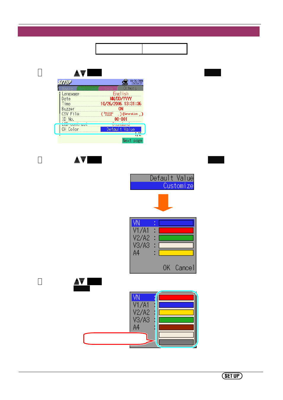 Setting for ch color | KYORITSU 6310 Instruction Manual User Manual | Page 123 / 300