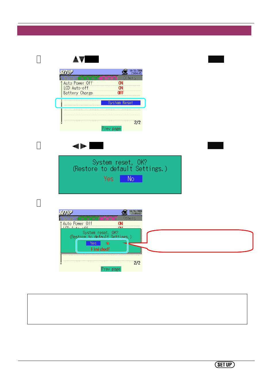 System reset | KYORITSU 6310 Instruction Manual User Manual | Page 129 / 300