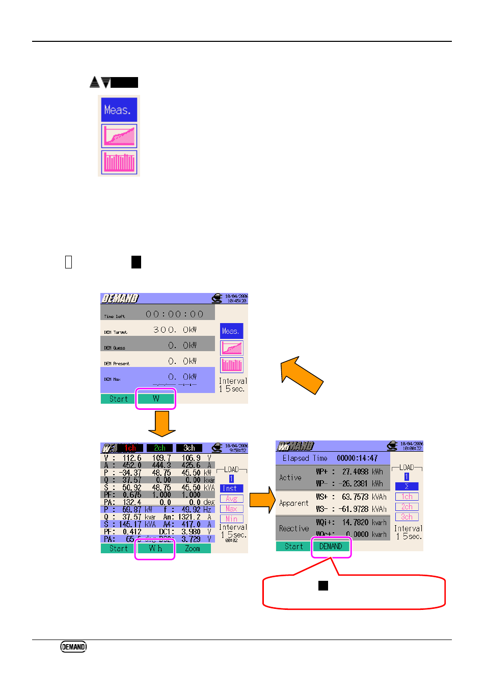 2 switching screens, 3 w range / wh range display | KYORITSU 6310 Instruction Manual User Manual | Page 176 / 300