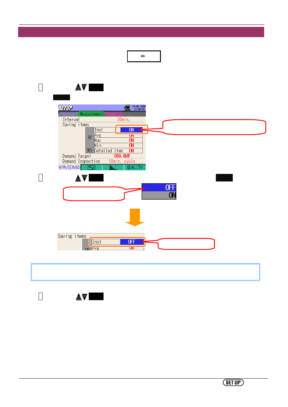 Setting for inst / avg / max / min values | KYORITSU 6310 Instruction Manual User Manual | Page 63 / 300