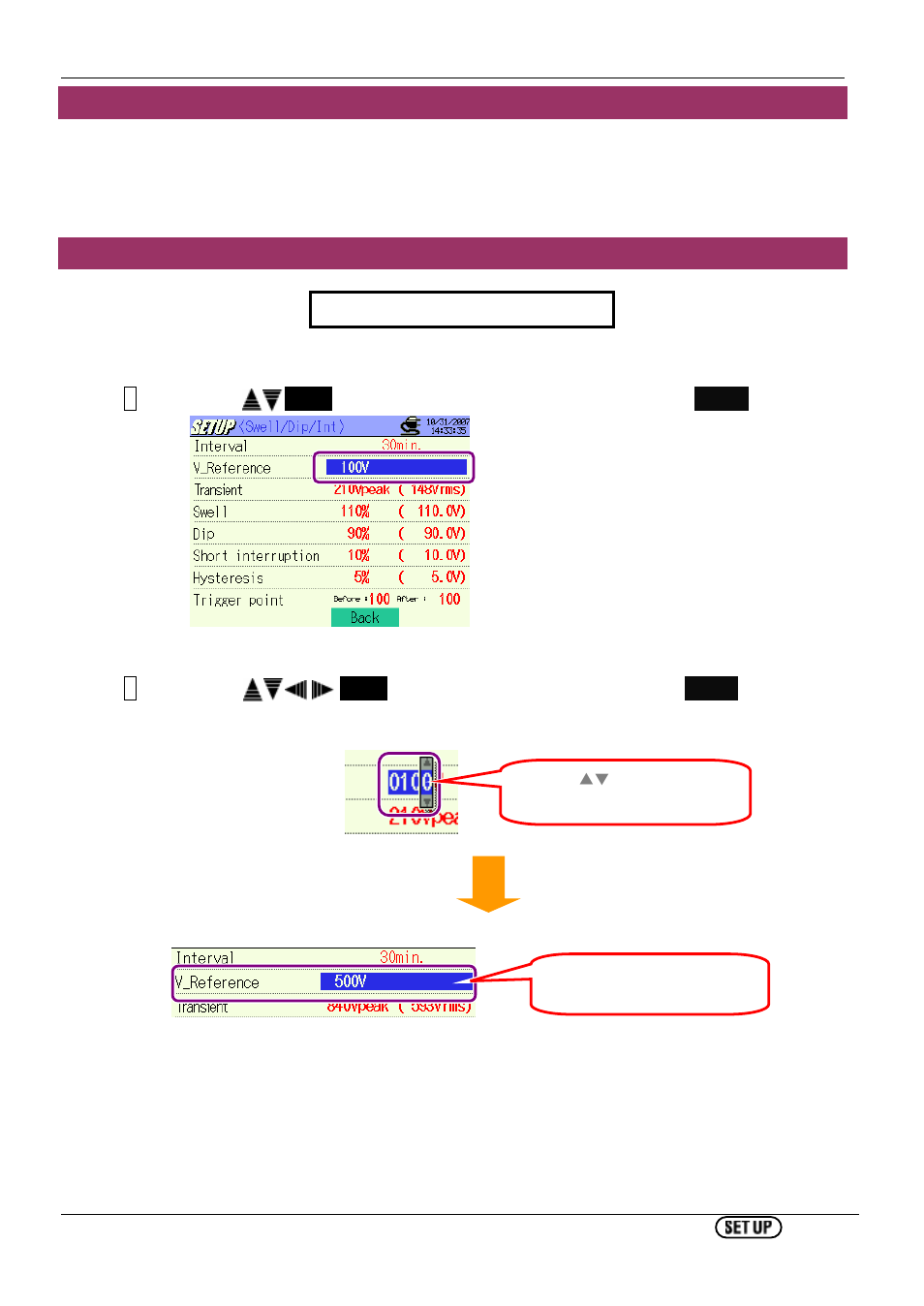 Setting for interval, Setting for reference voltage | KYORITSU 6310 Instruction Manual User Manual | Page 79 / 300