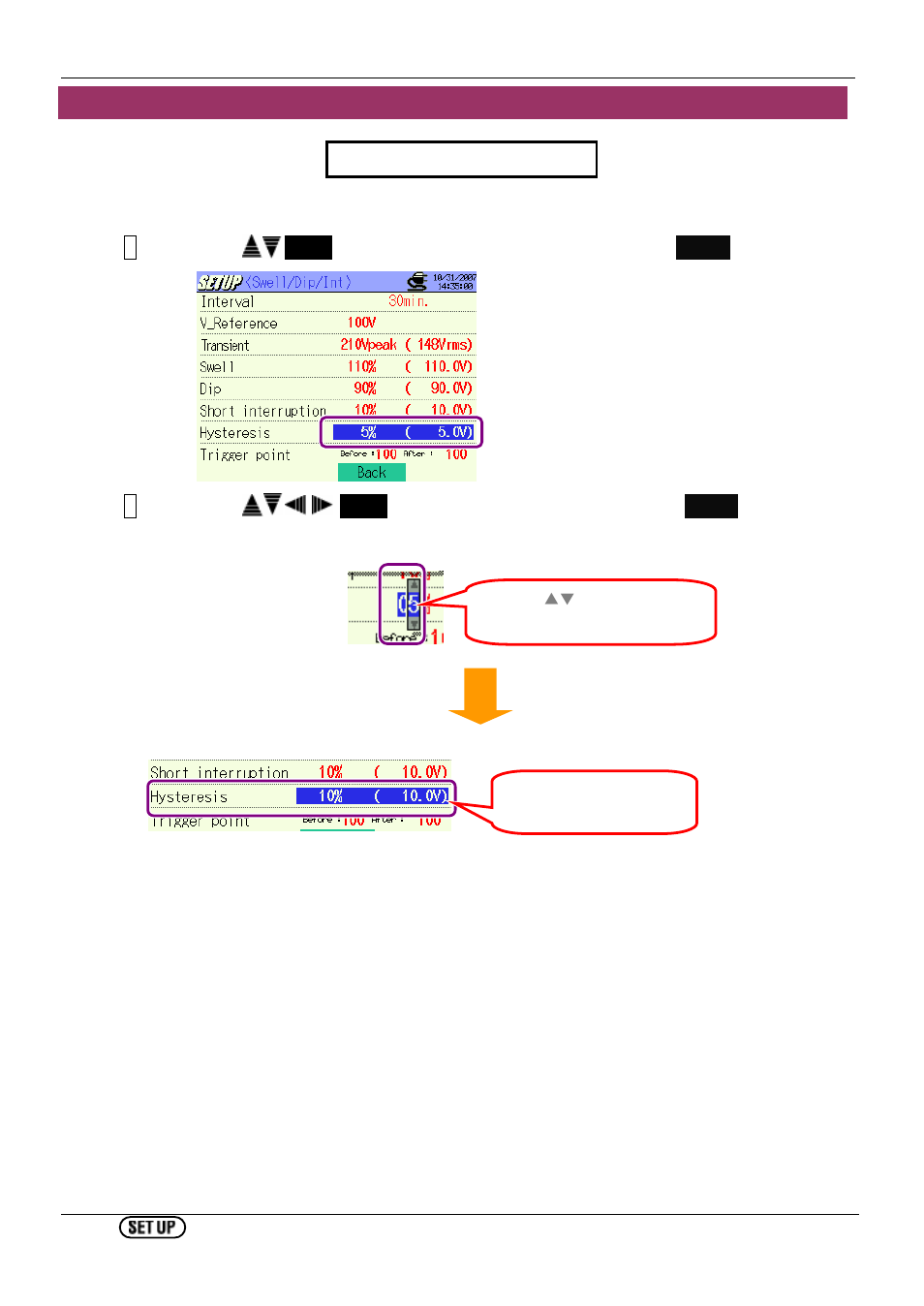 Setting for hysteresis | KYORITSU 6310 Instruction Manual User Manual | Page 84 / 300