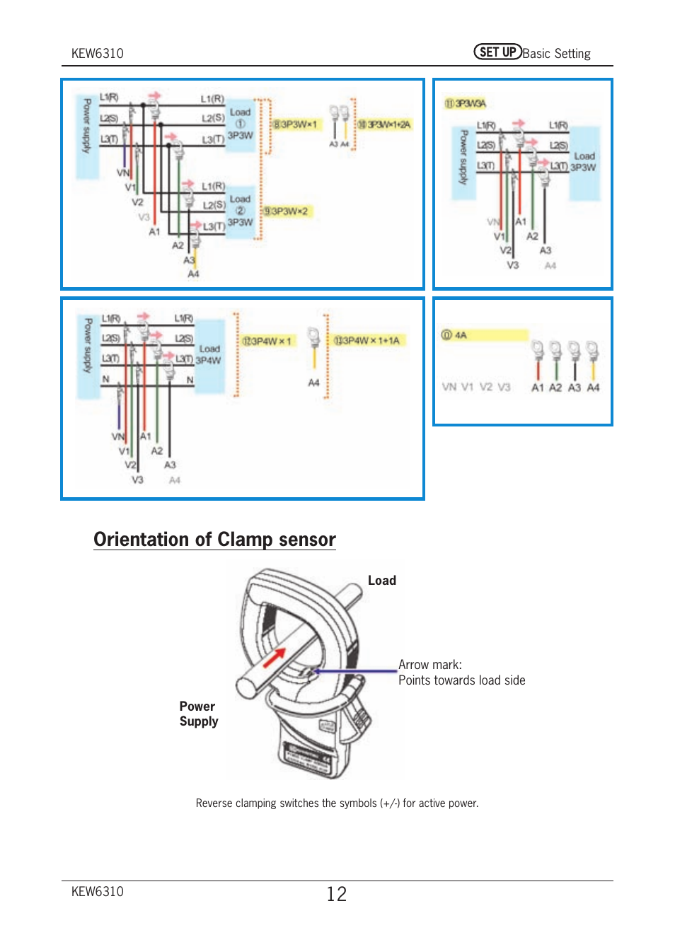 12 − orientation of clamp sensor | KYORITSU 6310 Quick Manual User Manual | Page 14 / 45