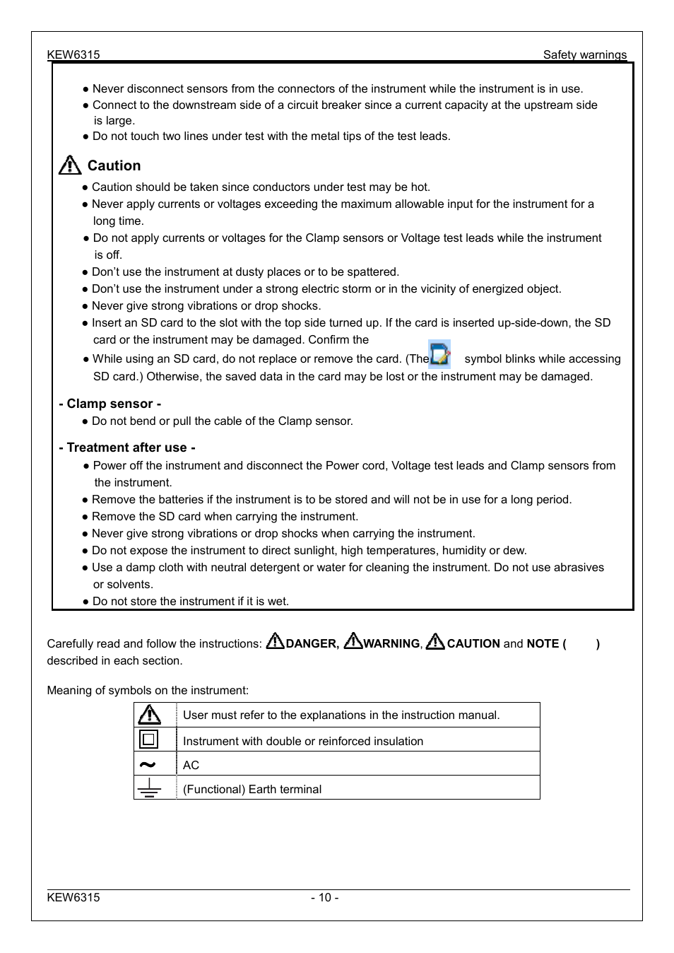 KYORITSU 6315 Instruction Manual User Manual | Page 12 / 163