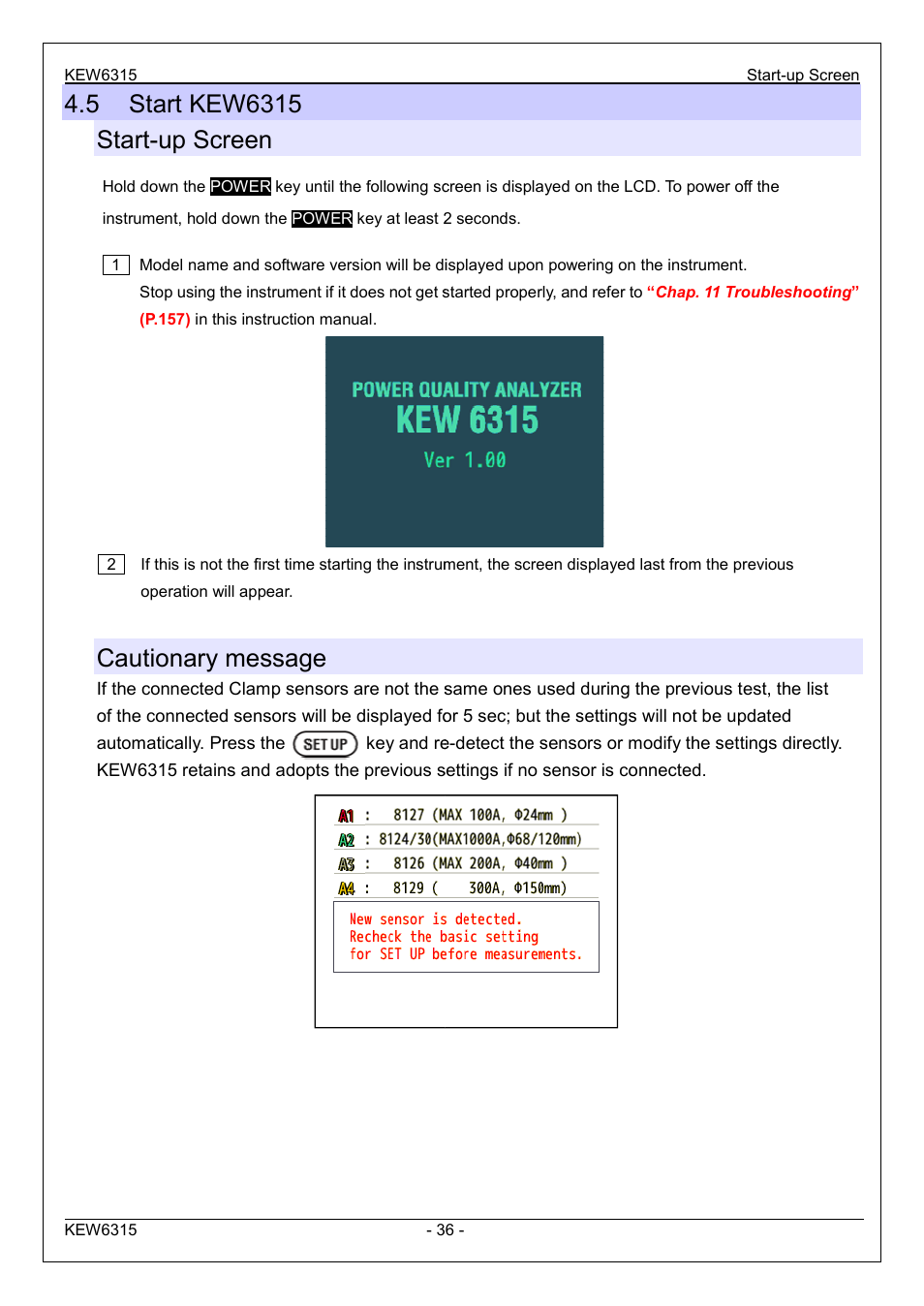 Cautionary message | KYORITSU 6315 Instruction Manual User Manual | Page 38 / 163