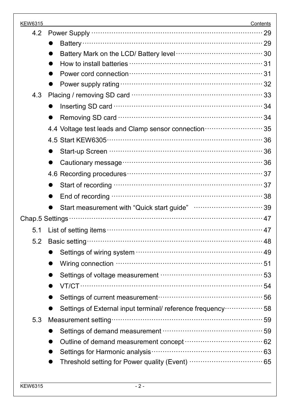 KYORITSU 6315 Instruction Manual User Manual | Page 4 / 163